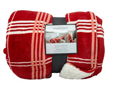 Threshold Red Plaid Plush Sherpa Throw Blanket – Reversible Holiday Cozy Throw,
