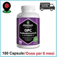 OPC Semi D'uva Vitamina C Antiossidante Integratore alimentare 180 Capsule