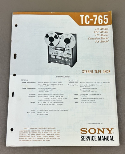 Sony 765 reel - tc-765, to