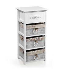 MAURY'S CASSETTIERA IN LEGNO 4 CASSETTI 36X25X80 CM CON DECORO FLOREALE