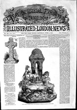 Vecchia stampa antica originale 1853 gruppo argento fontana tempio cavalli esposizione