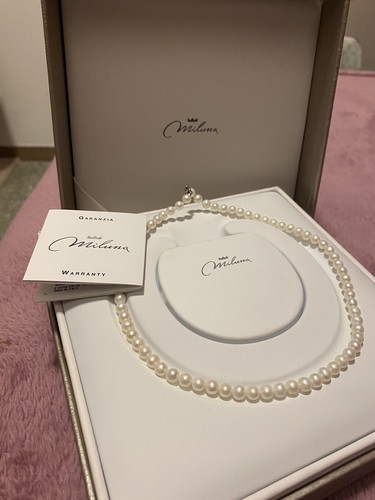 Collana oro bianco con perle - collana,