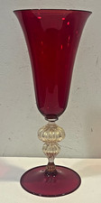 Antico BICCHIERE / CALICE in VETRO DI MURANO ROSSO E DORATO - VINTAGE ANNI 1960