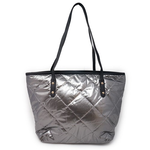 Borsa donna argento piumino