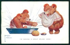 Cartolina Artista Firmata Lawson Legno Orsacchiotto Serie 1276 TC3461