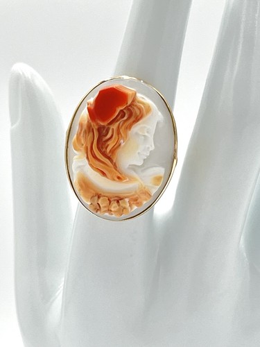 Anello oro 14kt con cammeo - anello,