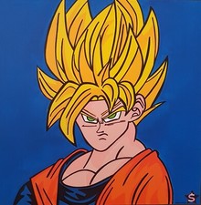 Dipinto acrilico su tela cm 70x70 Sara Costa " Dragon Ball "