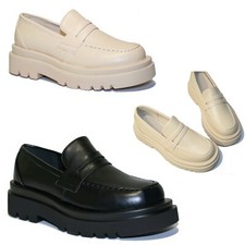 Scarpe Donna Mocassino Platform Plateau Tacco 5 cm Francesine D68