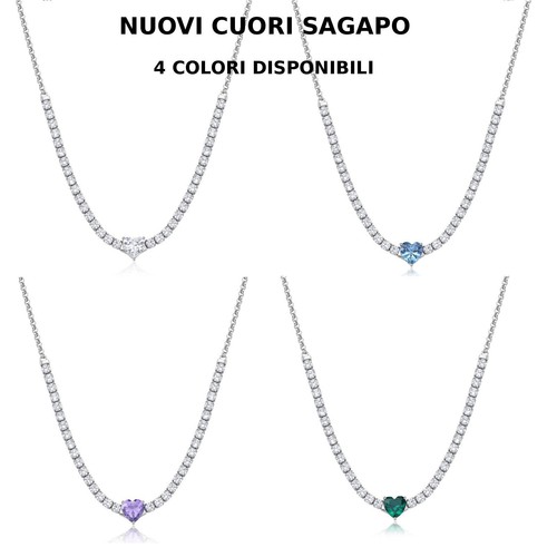 Collana donna cuore zirconi - cuore,