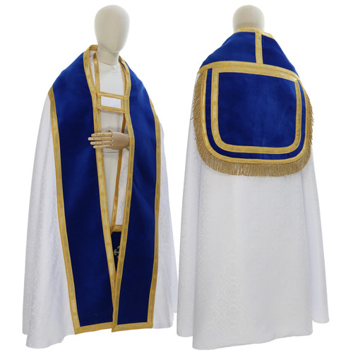 Piviale romano bianco blu - romano, con