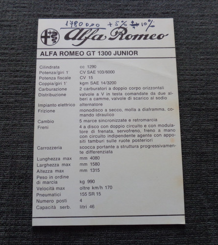 Alfa romeo 1300 - romeo, gt