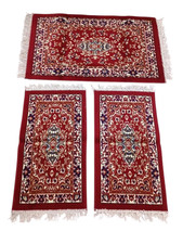 Set 3 Tappeti Forma Rettangolare Camera Letto Scendiletto Persiano Con Frange