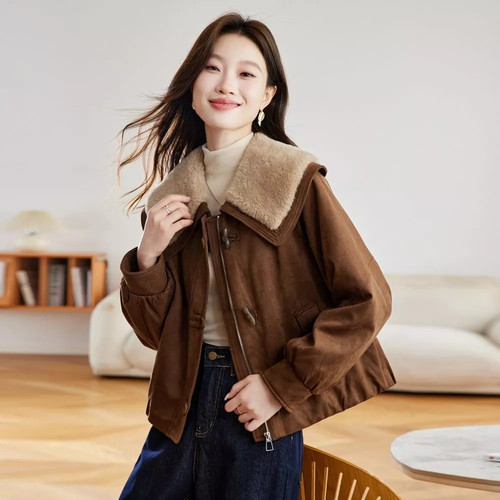 Cappotto corto donna marrone - corto,