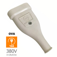 Presa elettrica volante industriale per spina grande gommata piatta vintage rara