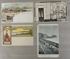 Set di 4 rarissime cartoline pubblicitarie Esposizione d’igiene di Napoli 1900