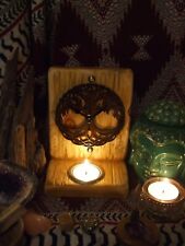 Mensola orologio in legno albero della vita | portacandele | decorazione eco boho | regalo fatto a mano