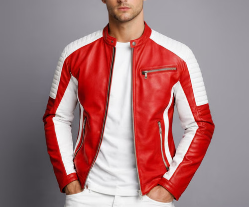 Giacca pelle uomo - , rossa