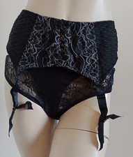 REGGICALZE NERO 4 GIARRETTIERE PIZZO BICOLORE SEXY LINGERIE INTIMO 52-54