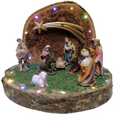 Capanna in legno grotta con natività completa pastori presepe per decorazioni di
