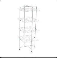 Stendino Stendi Biancheria a Torre 4 Ripiani Verticale in Acciaio Con Ruote Pieg