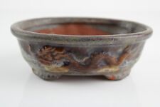Vaso per BONSAI Japan Giapponese in TERRACOTTA Smaltato Ovale a CASCATA Dragone