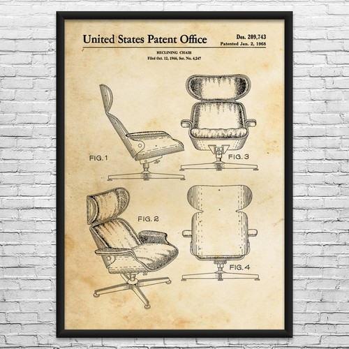 Lounge chair patent wall art - patent,