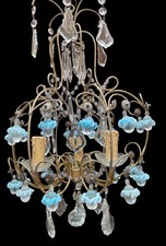 ? Elegante Lampadario di Murano 3 Luci - Cristalli e Fiori Opalini ?