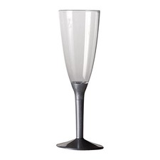 20 Flute in plastica con gambo ARGENTO SATINATO - Flutes rigido monouso - Calici