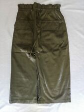 Gonna longuette, Zara, taglia S, color verde oliva, in ecopelle