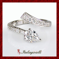 Signorile Anello Goccia in Argento 925 Rodiato Oro Bianco con Zirconi Brillanti