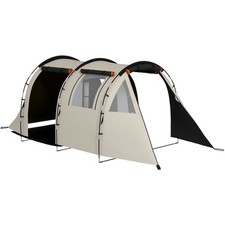 Outsunny Tenda da Campeggio 4-5 Posti Copertura Oscurante e Impermeabile Kaki