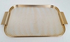 Vassoio Piccolo da Portata in Metallo Colore Oro Decorato con Motivo Geometrico