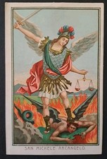 D7 ANTICO Santino Holy Card - SAN MICHELE ARCANGELO CROMO