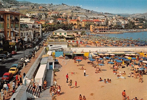 Cartolina sanremo spiaggia - cartolina,