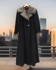 Gianfranco Corneli Wool Cashmere Black Coat UK 12 Women's Long Perfect AK125