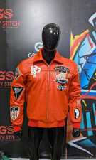 Giacca pelle arancione uomo