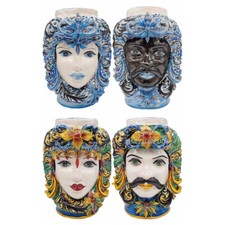 TESTE DI MORO H32 CERAMICA CALTAGIRONE VARI COLORI