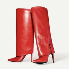 I.N.C. International ConceptsSkylar stivali al ginocchio pieghevoli con polsini rossi 12 M WC