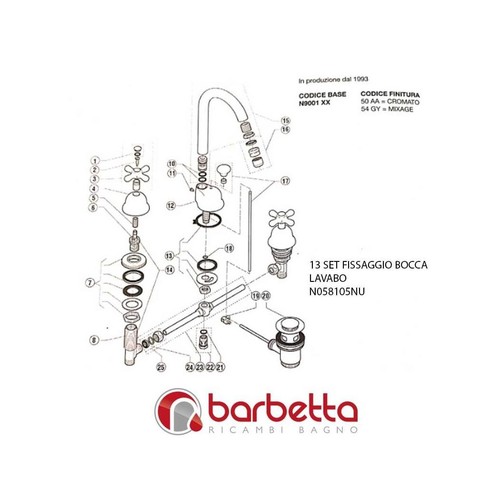 Set fissaggio bocca lavabo - bocca,