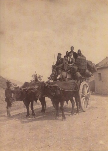 Famiglia contadina carretto - famiglia,