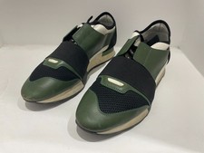 BALENCIAGA Scarpe Green/Black Leather Race Runner Sneakers Size 40 