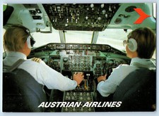 Austria Postcard Austrian Airlines Cockpit MD-81 c1960's Unposted Vintage