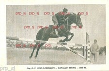 CARTOLINA LORENZON EQUITAZIONE CAVALLO BRUNO 1933 SALTO OSTACOLI