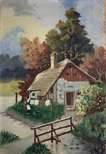 Quadro a Olio Casa Am Fiume