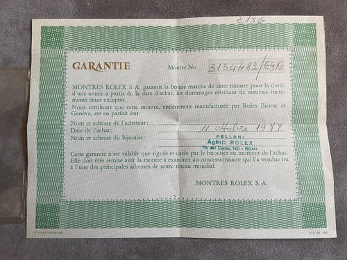 Garanzia rolex anni 70 - garanzia,