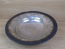 vecchio VASSOIO PIATTO SILVER PLATED portafrutta con piedini decorato vintage di