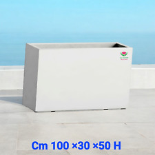 4 Pezzi Fioriere rettangolari in cemento bianco cm 100 ×30 ×50 H