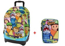 Zaino Trolley 3 Ruote Scuola Cross Stumble Guys Lime+ Astuccio One Time 2025/26