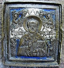 ANTICA ICONA RUSSA IN BRONZO E