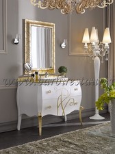 Mobile Bagno Bombato Barocco Top Cristallo Foglia Oro Maniglie Swarovski